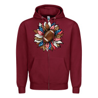 Burgundy american football sunflower Zipper Hoodie - HRA Design Shop