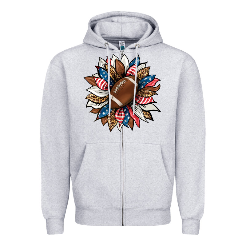 American Football Sunflower Zipper Hoodie by HRA Design Shop | Teevron