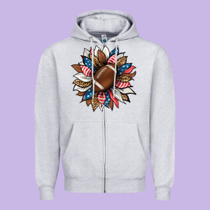 American Football Sunflower Zipper Hoodie Designed By Hra Design Shop