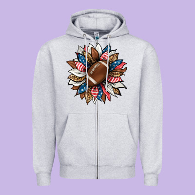 American Football Sunflower Zipper Hoodie Designed By Hra Design Shop