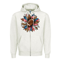 Oatmeal Heather american football sunflower Zipper Hoodie - HRA Design Shop