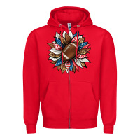 Red american football sunflower Zipper Hoodie - HRA Design Shop