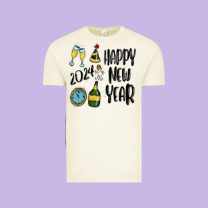 Happy New Year 2024 Vintage Tee Designed By Maliassmallbusiness