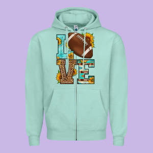 Western Love American Football Zipper Hoodie Designed By Hra Design Shop