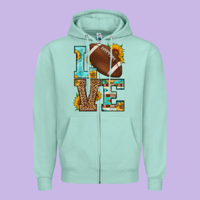 Western Love American Football Zipper Hoodie Designed By Hra Design Shop