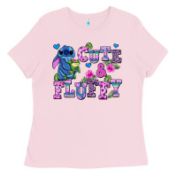 Bubblegum Pink cute and fluffy stitch Ladies Tee - AdoDesignShop
