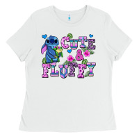 White cute and fluffy stitch Ladies Tee - AdoDesignShop