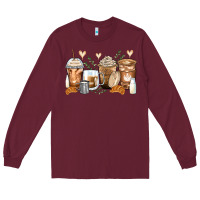 Burgundy latte coffee cups Long Sleeve Tee - Zillion Design Studio