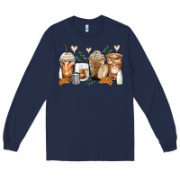 Navy latte coffee cups Long Sleeve Tee - Zillion Design Studio