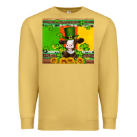 Antique Gold saint patricks cow and hat with sunflower and shamrock Premium Sweatshirt - Artiststas