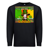 Black saint patricks cow and hat with sunflower and shamrock Premium Sweatshirt - Artiststas