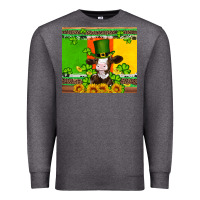 Charcoal Heather saint patricks cow and hat with sunflower and shamrock Premium Sweatshirt - Artiststas