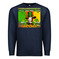 Navy saint patricks cow and hat with sunflower and shamrock Premium Sweatshirt - Artiststas