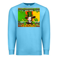 Ocean Blue saint patricks cow and hat with sunflower and shamrock Premium Sweatshirt - Artiststas