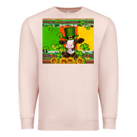 Pale Pink saint patricks cow and hat with sunflower and shamrock Premium Sweatshirt - Artiststas