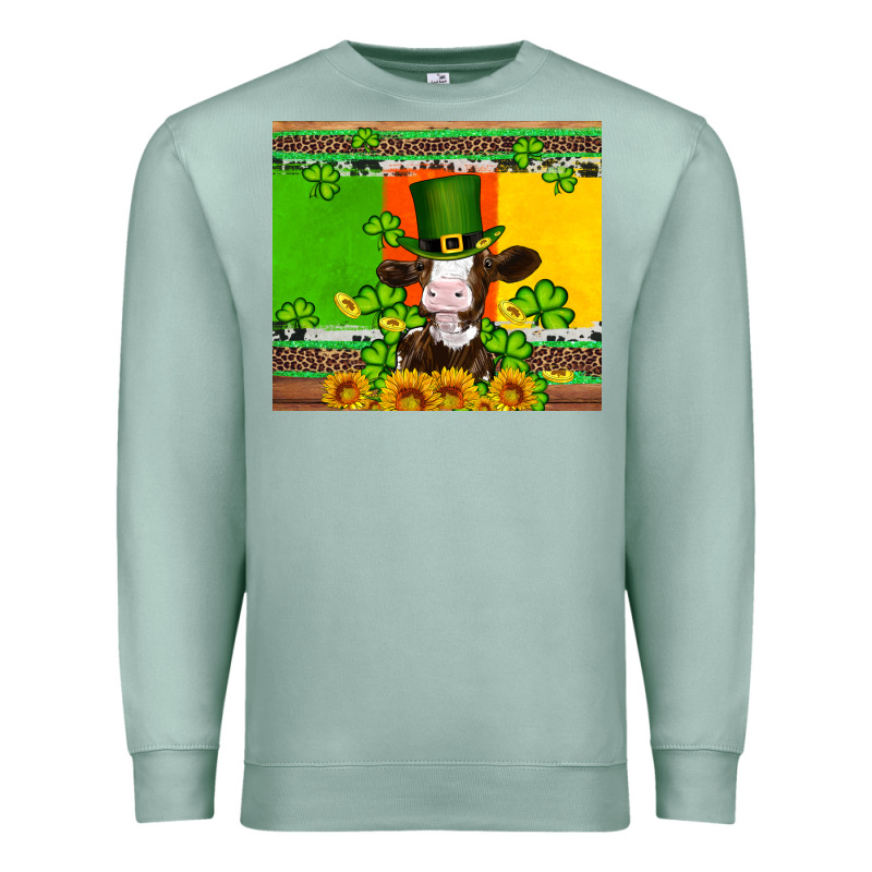 Saint Patricks Cow And Hat With Sunflower And Shamrock Premium Sweatshirt by Artiststas | Teevron