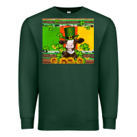Sports Green saint patricks cow and hat with sunflower and shamrock Premium Sweatshirt - Artiststas