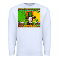 White saint patricks cow and hat with sunflower and shamrock Premium Sweatshirt - Artiststas
