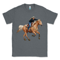 Charcoal Heather horse body with cowgirl Classic Tee - RanaPortraitStore