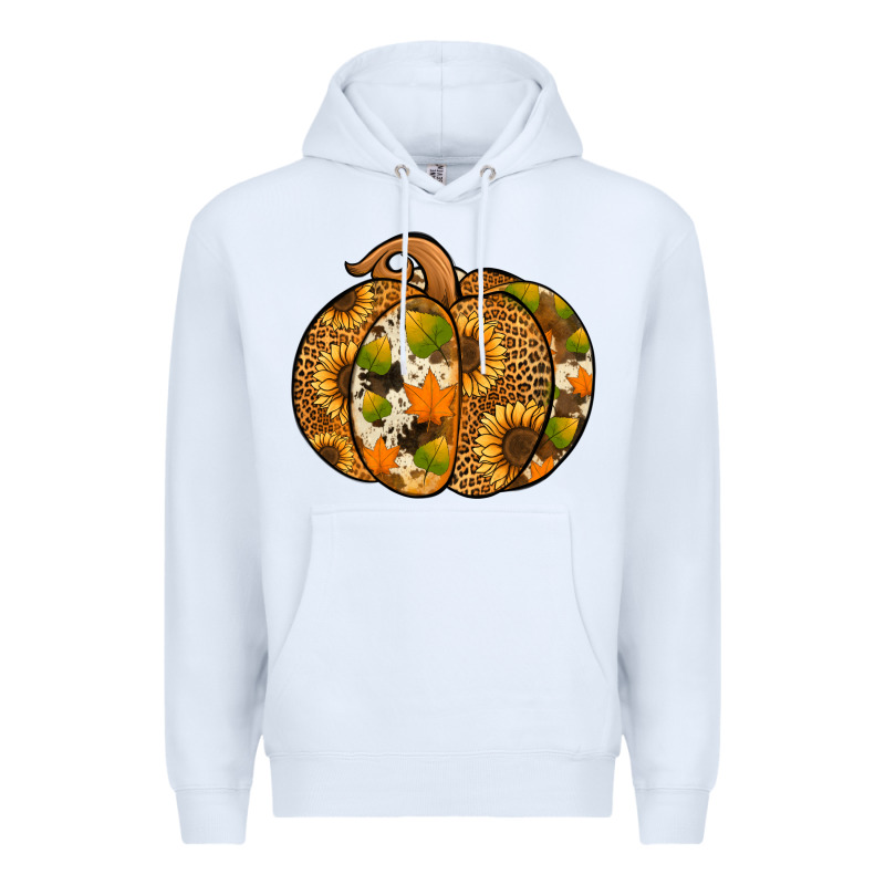 Leopard Cowhide Sunflower Pumpkin Premium Hoodie by NancyCooperArtShop | Teevron