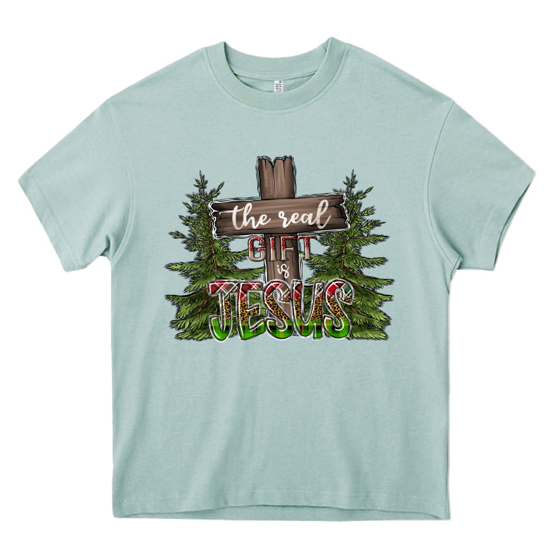 The Real Gift Is Jesus Heavy Core Tee by CowhideDigitalArt | Teevron
