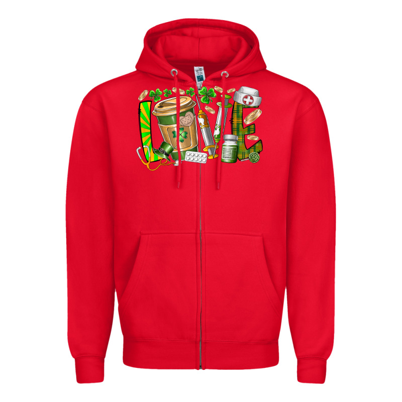 St Patricks Love Nurse Zipper Hoodie by RacoonDesign | Teevron