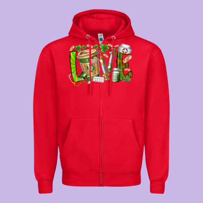 St Patricks Love Nurse Zipper Hoodie Designed By Racoondesign