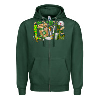 Sports Green St Patricks love nurse Zipper Hoodie - RacoonDesign