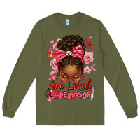 Army Green one loved supervisor afro messy bun Long Sleeve Tee - texasbilliewilder