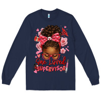 Navy one loved supervisor afro messy bun Long Sleeve Tee - texasbilliewilder