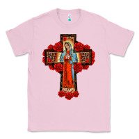 Bubblegum Pink lady of guadalupe rose cross, Classic Tee - BarkalooDesign