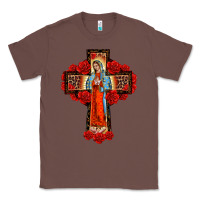 Chestnut lady of guadalupe rose cross, Classic Tee - BarkalooDesign