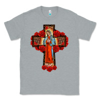 Heather Grey lady of guadalupe rose cross, Classic Tee - BarkalooDesign