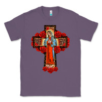 Lavender lady of guadalupe rose cross, Classic Tee - BarkalooDesign
