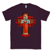 Plum lady of guadalupe rose cross, Classic Tee - BarkalooDesign