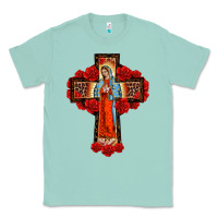 Seafoam lady of guadalupe rose cross, Classic Tee - BarkalooDesign