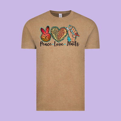 Peace Love Nails Vintage Tee Designed By Barkaloodesign