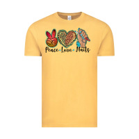 Vintage Mustard peace love nails Vintage Tee - BarkalooDesign