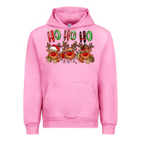 Fuchsia Pink Ho ho ho Reindeer Urban Hoodie - NancyCooperArtShop