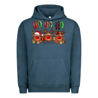 Pigment Midnight Navy Ho ho ho Reindeer Urban Hoodie - NancyCooperArtShop