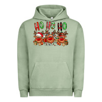Pigment Oil Green Ho ho ho Reindeer Urban Hoodie - NancyCooperArtShop