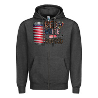 Charcoal Heather red white  boozed Zipper Hoodie - CowhideDigitalArt