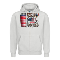 Dove Grey red white  boozed Zipper Hoodie - CowhideDigitalArt