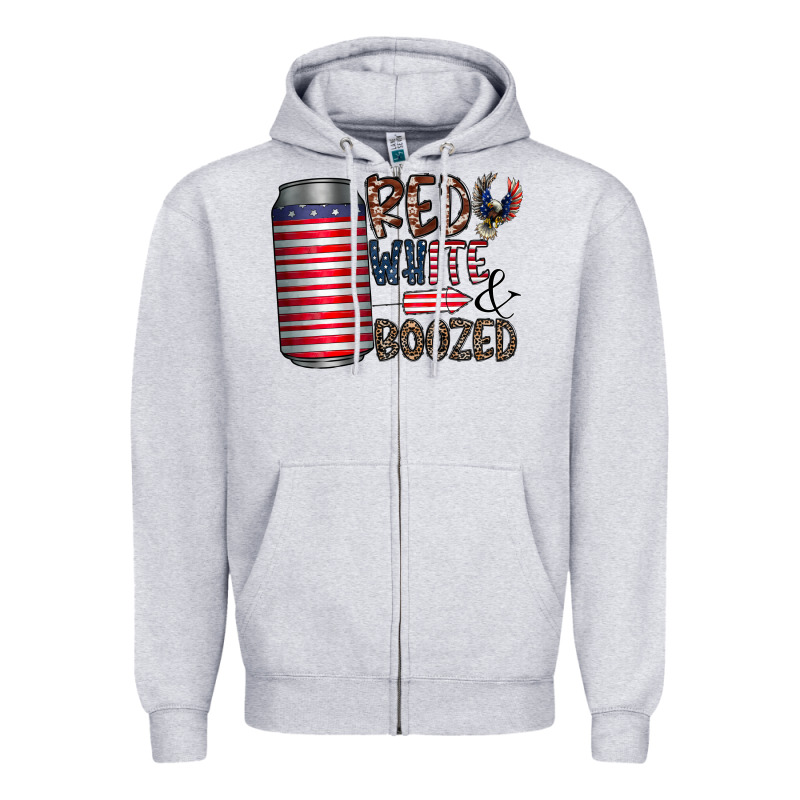 Red White  Boozed Zipper Hoodie by CowhideDigitalArt | Teevron