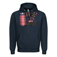 Navy red white  boozed Zipper Hoodie - CowhideDigitalArt