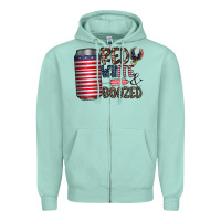 Seafoam red white  boozed Zipper Hoodie - CowhideDigitalArt