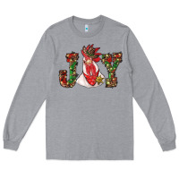 Heather Grey christmas joy with rooster Long Sleeve Tee - RanaPortraitStore
