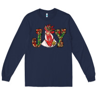 Navy christmas joy with rooster Long Sleeve Tee - RanaPortraitStore