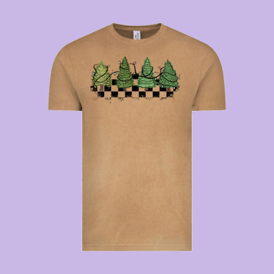 Vintage Tee christmas checkered trees