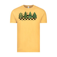 Vintage Mustard christmas checkered trees Vintage Tee - MaliasSmallBusiness
